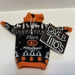 Tito’s Handmade Vodka Bottle  Sweater Bottle Cover Black & Orange